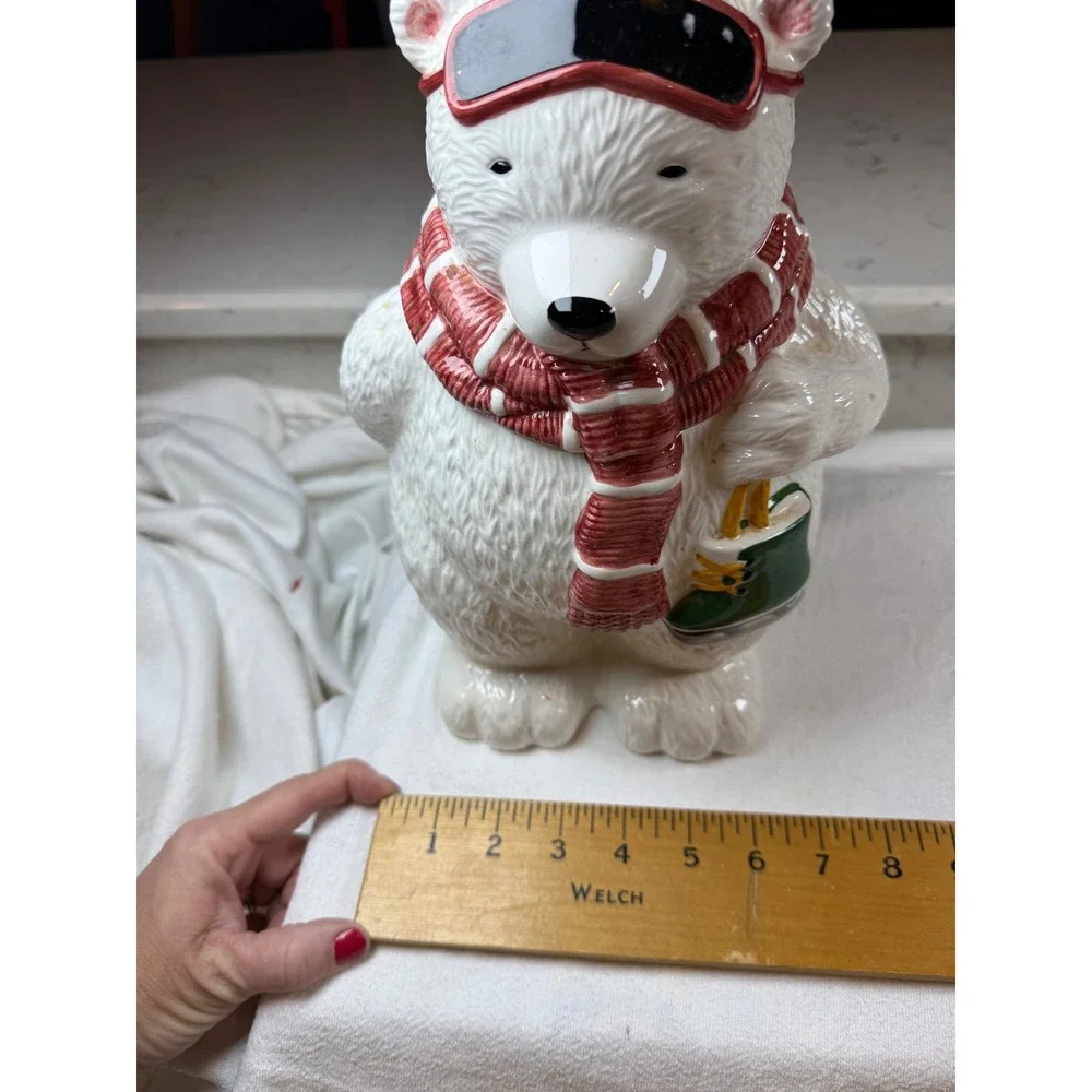 Asia Master Group Vintage Polar Bear Cookie Jar‎ Winter Scarf Goggles Ice Skates